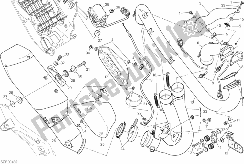 All parts for the Exhaust System of the Ducati Hypermotard Hyperstrada Brasil 821 2016